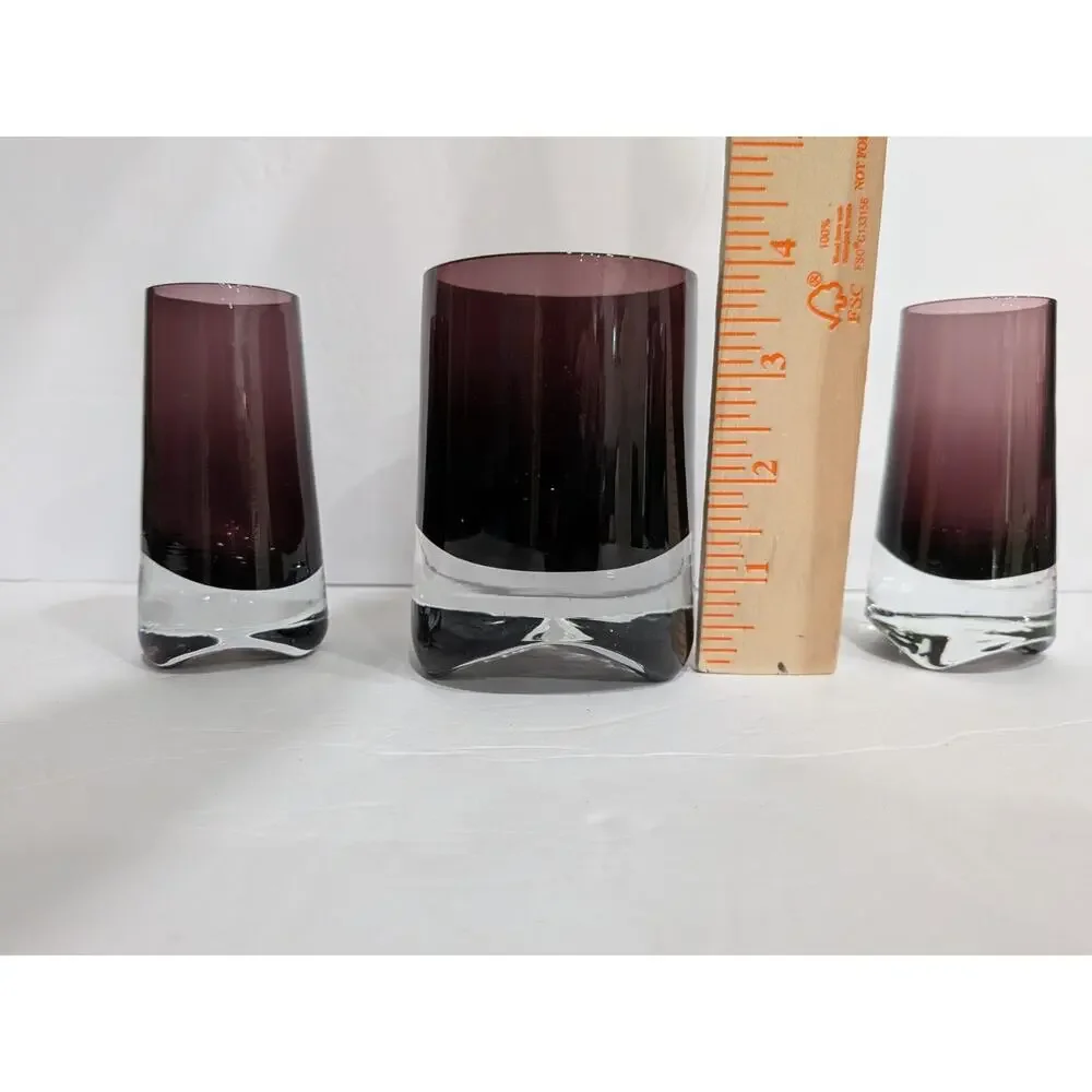 Vintage Scandinavian Purple Sommerso Shot Glass/Gin Glass Set Of 3 Mid Century